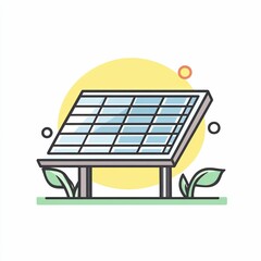 A solar panel stands on a sturdy frame, surrounded by lush greenery, efficiently converting sunlight into renewable energy in a bright environment