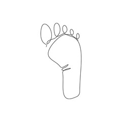 Continuous one line of a foot, Vector cartoon Illustration hand drawn isolated on white background, , Editable stroke