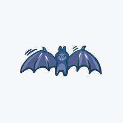 a bat in outline flat vector design