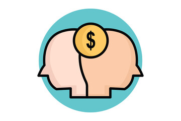 Competition colored outline icon. head with dollar. icon related to SWOT. business elements vector illustration