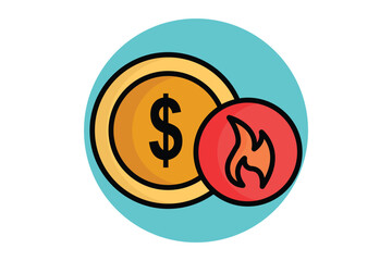 Disruption colored outline icon. dollar with fire. icon related to SWOT. business elements vector illustration