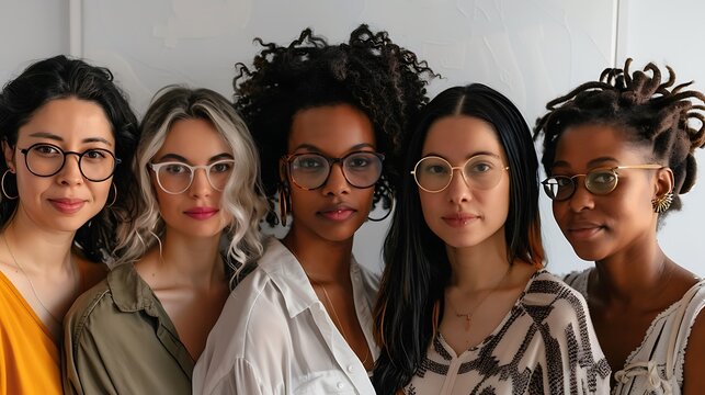 Diverse Female Writers in Plain Background, Group Portrait Shot, Stock Photo Style, , Writers