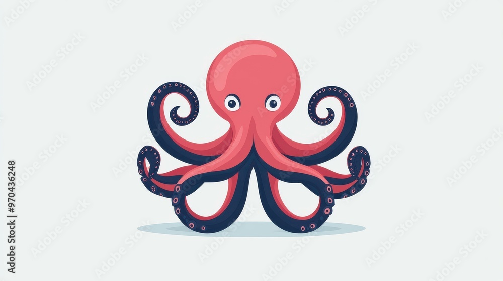 Sticker A sleek and simple octopus vector design featuring clean lines and extended tentacles, perfect for minimalist art lovers.