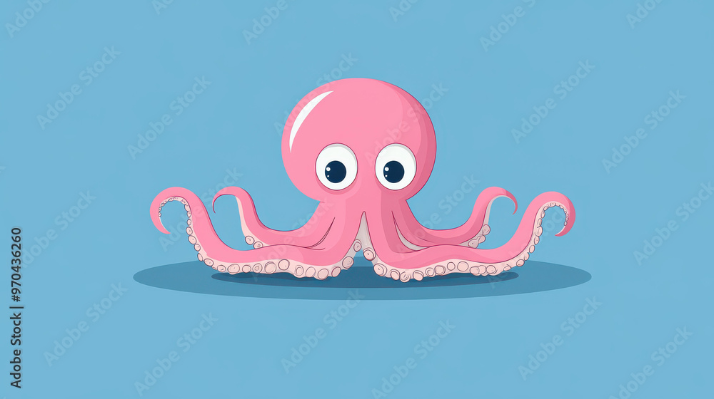 Poster a sleek and simple octopus vector design featuring clean lines and extended tentacles, perfect for m