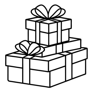 recommend clip art: christmas gift boxes outline coloring book page line art drawing