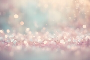 Obraz premium Soft bokeh sparkles in pastel tones creating a dreamlike ethereal atmosphere, Ai Generated