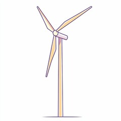 The wind turbine stands tall, harnessing wind for clean energy production, surrounded by open fields under a bright midday sky