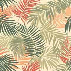 Fototapeta premium A colorful tropical scene with green, yellow, and brown leaves