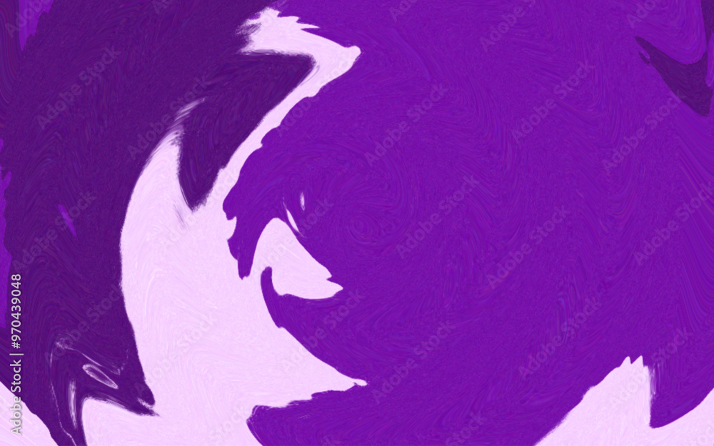 Poster an abstract painting with swirling patterns in shades of purple and white, creating a dynamic and ca