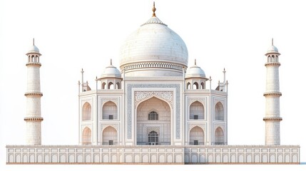 Taj Mahal (India) clipart, element, 3D illustration, realistic, isolated on white background