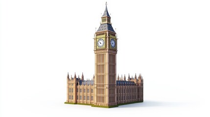 Big Ben (UK) clipart, element, 3D illustration, realistic, isolated on white background