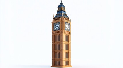 Big Ben (UK) clipart, element, 3D illustration, realistic, isolated on white background