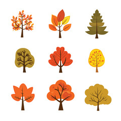 Obraz premium Set of earthy tone trees