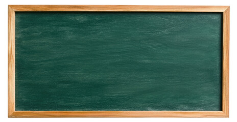 Horizontal green chalkboard with wooden frame isolated on transparent background