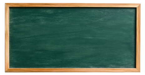 Horizontal green chalkboard with wooden frame isolated on transparent background