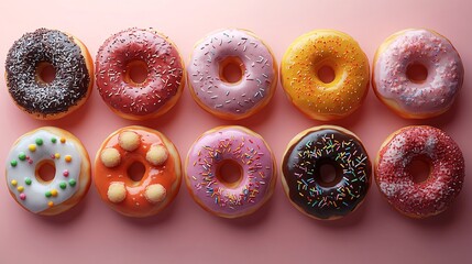 Make a calendar with donut illustrations for each month, featuring a different donut design for each