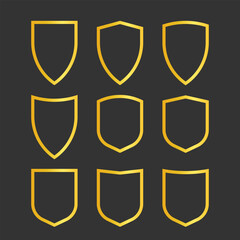 Vector Set of golden shield frames