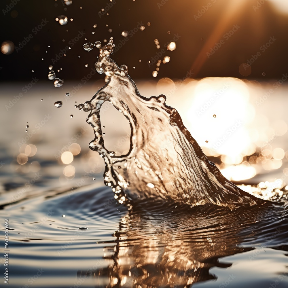 Sticker Water splash at sunset