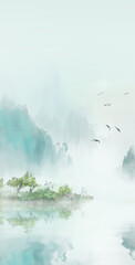 Spring mood freehand landscape painting