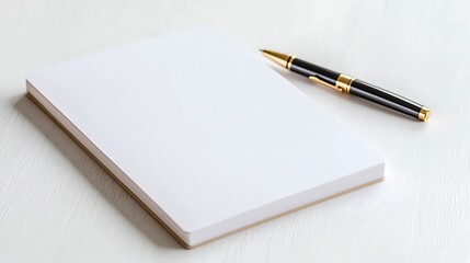 Blank page in a notebook with a pen, ready for writing a new chapter
