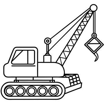 recommend clip art: crawler crane loader outline coloring book page line art drawing