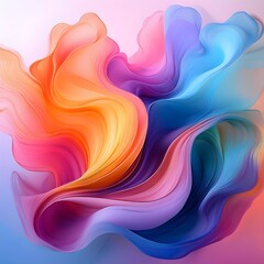 Obraz premium Gentle mixing of vibrant colors in a fluid, flowing motion, creating soft gradients and smooth transitions between hues.