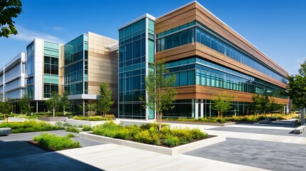 Modern Office Building with Landscaped Courtyard
