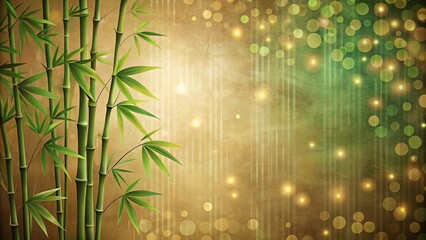 Abstract wallpaper featuring green and brown bamboo impressions with glowing dots in the backdrop