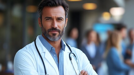 Fototapeta premium Pharmaceutical sales and doctors talk, 