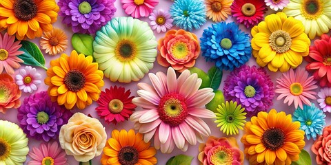 Bright and colorful flower pattern with soft textures