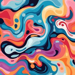 Obraz premium A vibrant abstract design featuring flowing shapes and colors, creating a dynamic and energetic visual experience.