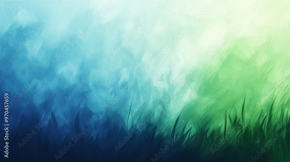 Poster a gradient background with a fluid transition from azure blue to grassy green, evoking a sense of na
