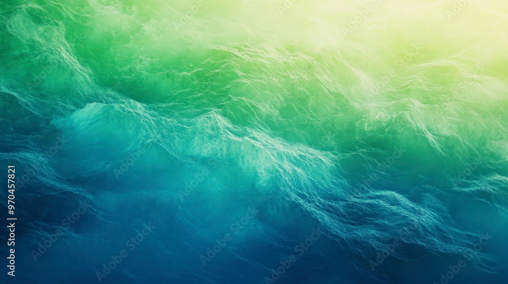 Poster a gradient background with a fluid transition from azure blue to grassy green, evoking a sense of na
