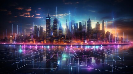 Obraz premium city scape futuristic finance investment concept