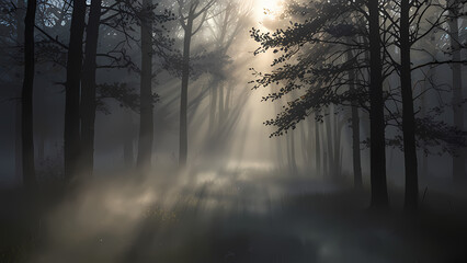 Obraz premium Dense Fog with Light Rays