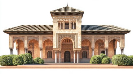 Obraz premium Alhambra (Spain) clipart, element, 3D illustration, realistic, isolated on white background