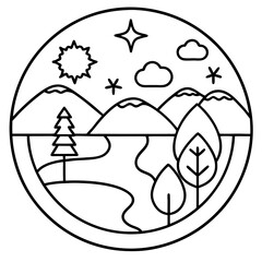 Obraz premium ecological concept outline coloring book page line art drawing