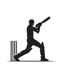 Cricket player vector design. Cricket player logo, icon design. Cricket player illustration isolated on white background.