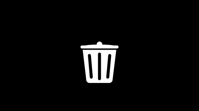 Trash throwing in bin concept. Dustbin icon with dust littering in bucket. Throwing trash animation.