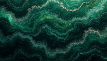 Abstract Green Pattern with Wavy Layers and Gold Specks