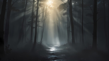Dense Fog with Light Rays