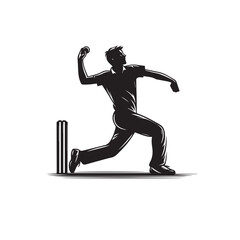 Obraz premium Cricket player vector design. Cricket player logo, icon. Cricket player illustration.