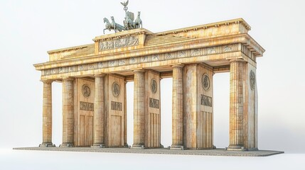 Obraz premium Brandenburg Gate (Germany) clipart, element, 3D illustration, realistic, isolated on white background