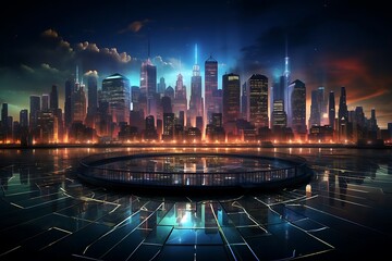 Fototapeta premium city scape futuristic finance investment concept