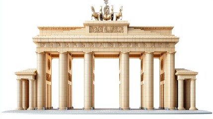 Brandenburg Gate (Germany) clipart, element, 3D illustration, realistic, isolated on white background