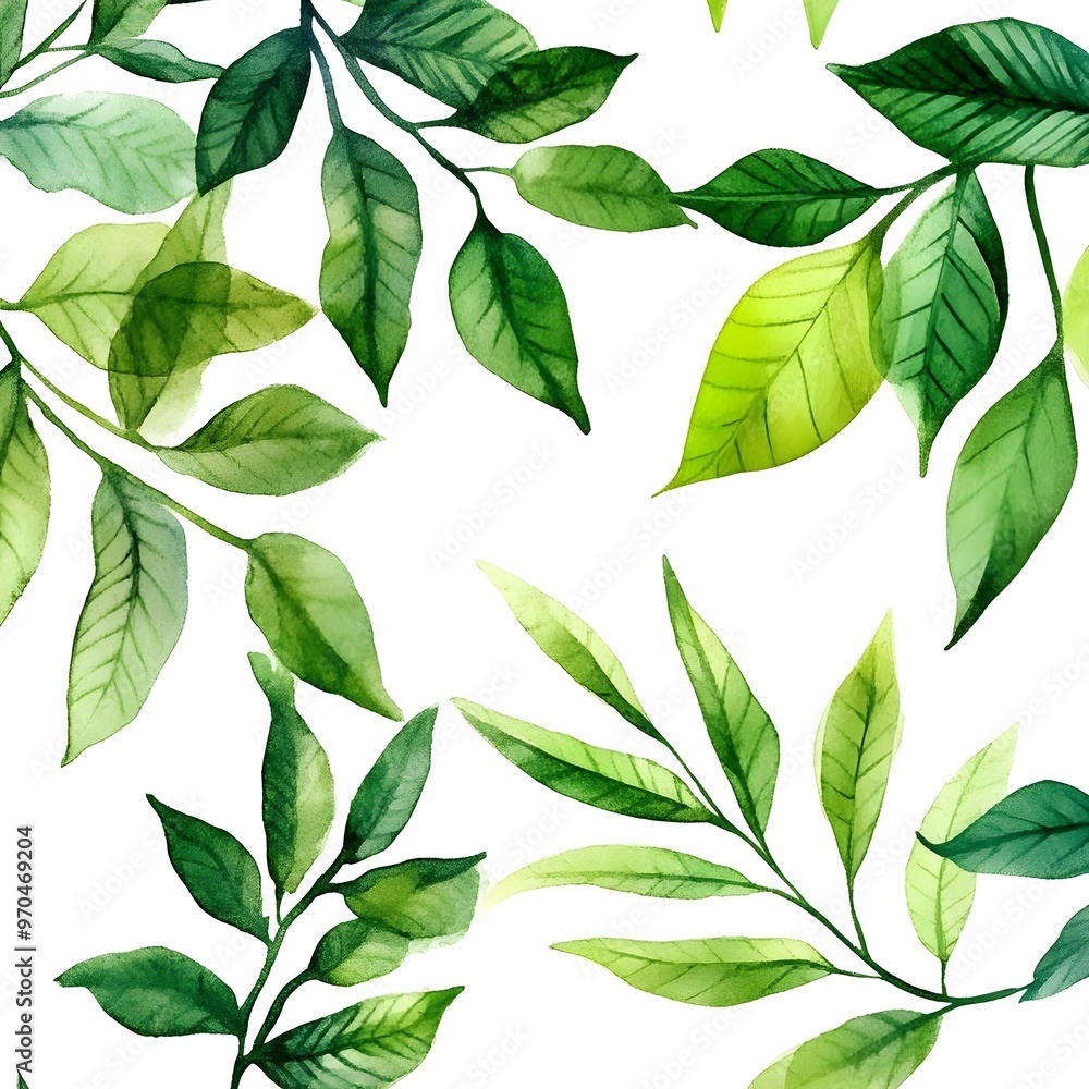 Canvas Prints watercolor green leaves pattern