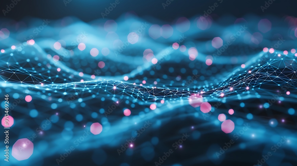 Poster cyber tech grid with data points, business theme, , cyber tech, data points