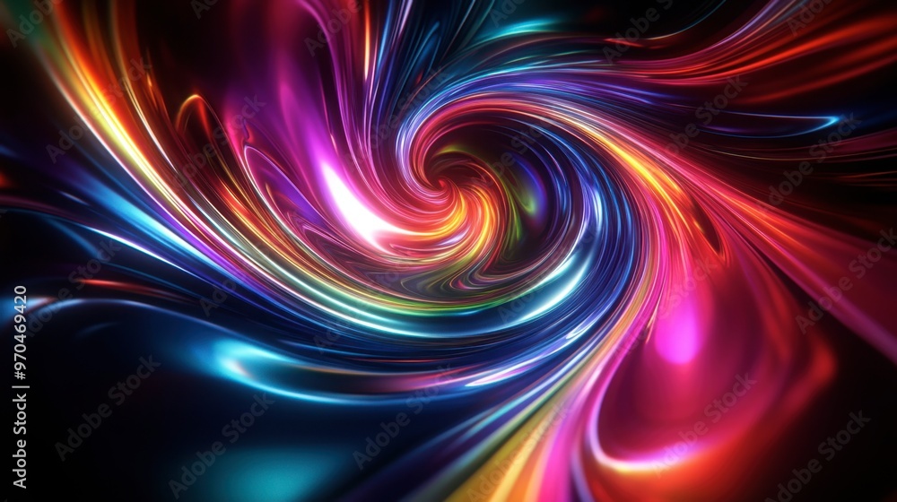 Poster a mesmerizing 3d abstract multicolor visualization with swirling patterns and glowing effects on a b