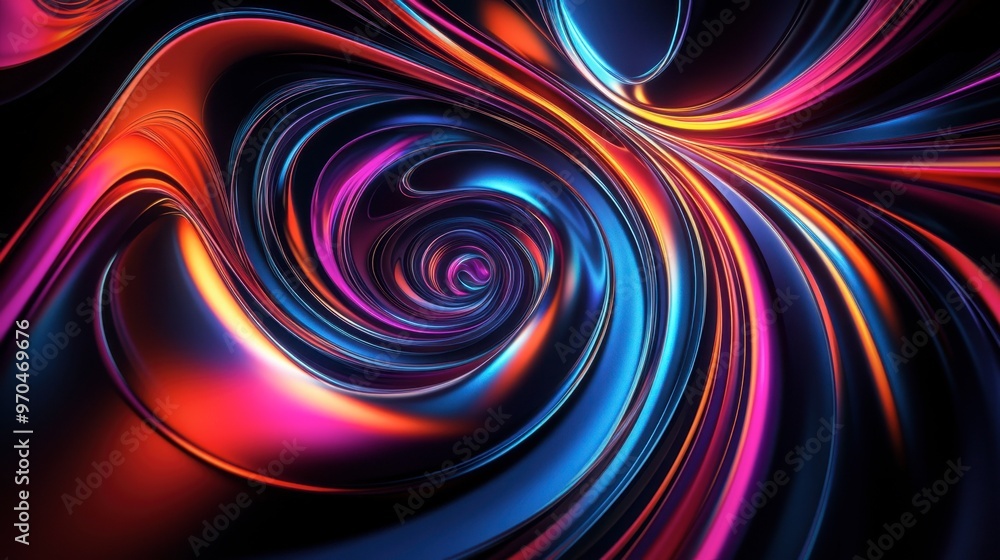 Poster a mesmerizing 3d abstract multicolor visualization with swirling patterns and glowing effects on a b