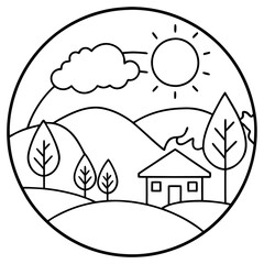 Fototapeta premium environment friendly outline coloring book page line art drawing